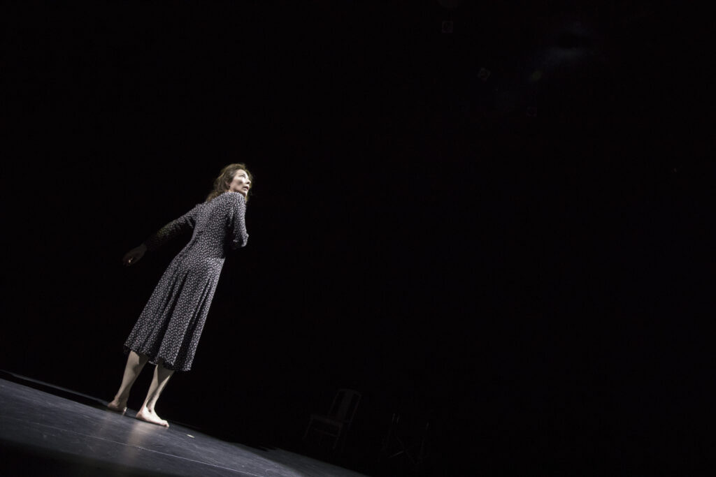 Assistant Professor of Theatre Elizabeth Mozer stars in the one-woman show, "The Asylum Project," in the Gruber Theater/Studio B in the Fine Arts Building, Friday, April 28, 2017.