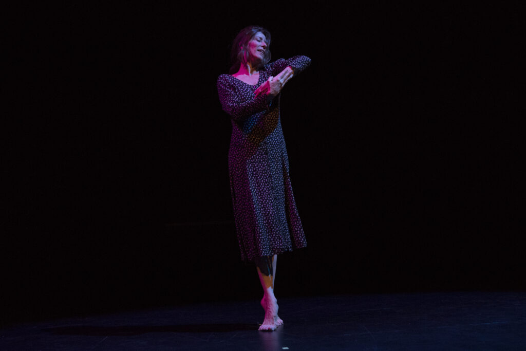 Assistant Professor of Theatre Elizabeth Mozer stars in the one-woman show, "The Asylum Project," in the Gruber Theater/Studio B in the Fine Arts Building, Friday, April 28, 2017.